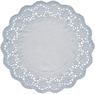 Krajky okrúhle strieborné 32cm 4ks