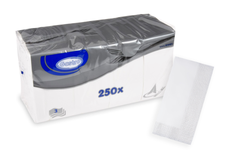 Servítky 33x33cm 3vr 8f 250ks biele