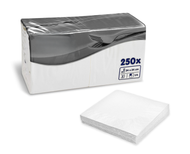 Servítky 24x24cm 2-vrstvové 4f 250ks biele - N1668