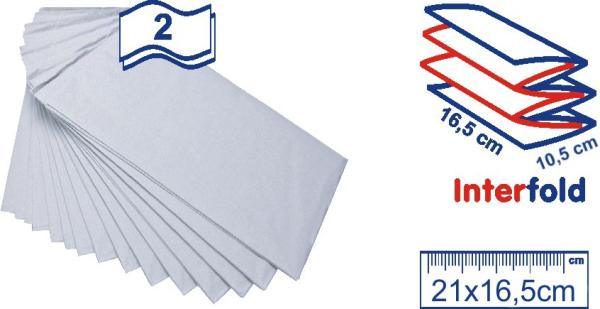Servítky do zasobníka INTERFOLD 2vr biele 8000ks