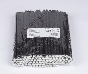Slamky JUMBO papierová 25cm 8mm čierne 100ks