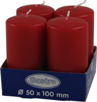 Sviečka valcová 50x100mm,červená,4ks