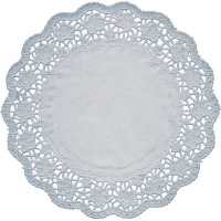 Krajky okrúhle strieborné 32cm 4ks
