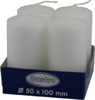 Sviečka valcová 50x100mm,biela,4ks