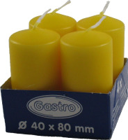 Sviečka valcová 40x80mm,žltá,4ks
