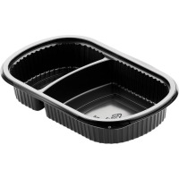 Miska DUNI MEAL BOX 2D PP 500/250ml čierna 50ks