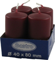 Sviečka valcová 40x80mm,bordová,4ks