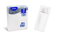 Servítky PREMIUM 32x40cm 8f CUTLERY biele 50ks