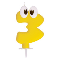 Sviečka číslová žltá č.3 80mm