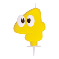 Sviečka číslová žltá č.4 80mm