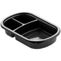 Miska DUNI MEAL BOX 3D PP 500/2x110ml čierna 50ks