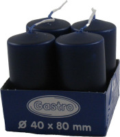 Sviečka valcová 40x80mm,tmavomodrá,4ks