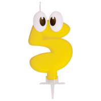 Sviečka číslová žltá č.5 80mm