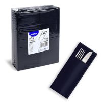 Servítky PREMIUM 32x40cm 8f CUTLERY čierne 50ks