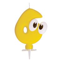 Sviečka číslová žltá č.6 80mm