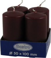 Sviečka valcová 50x100mm,bordová,4ks