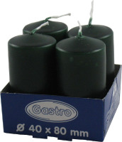 Sviečka valcová 40x80mm,tmavozelená,4ks