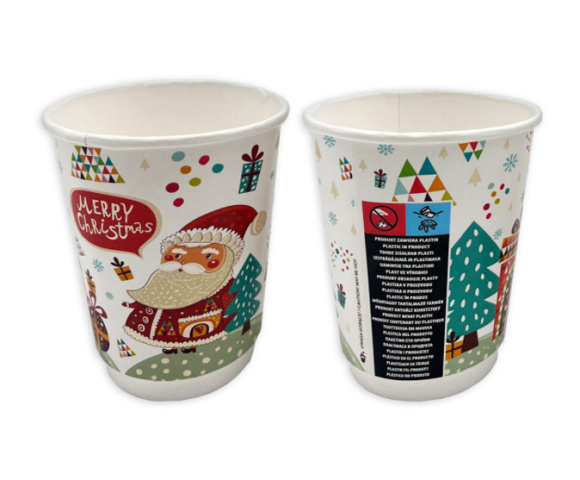 Pohár papierový 300ml 90mm Mikuláš 25ks, 2/vrst.