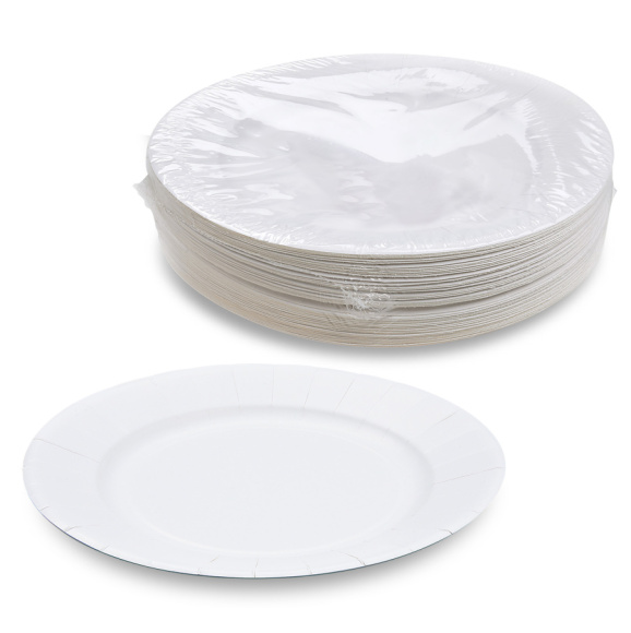 Tanier papierový plytky 28cm FSC biely 50ks