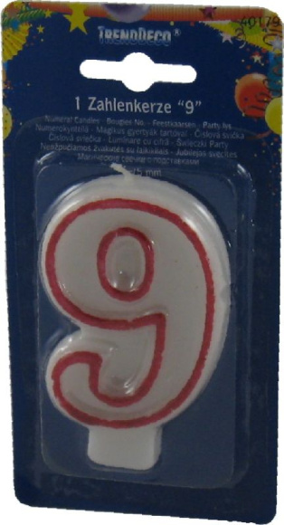 Sviečka číslová, č.9, 75mm