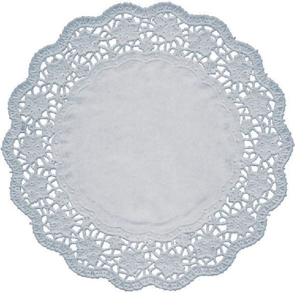 Krajky okrúhle strieborné 32cm 4ks