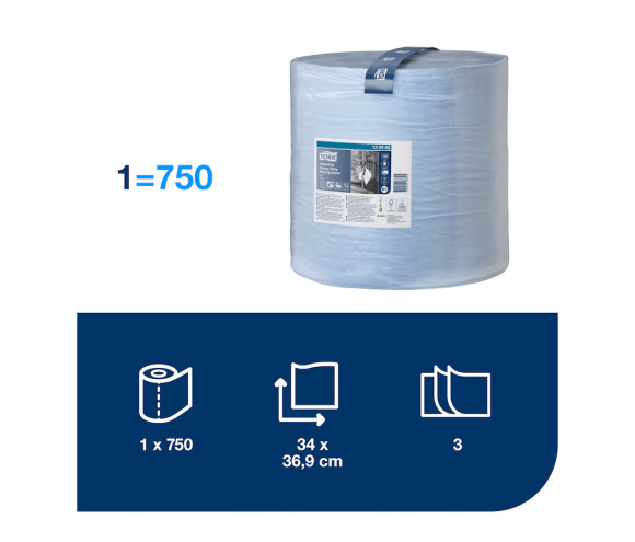 TORK Heavy-Duty modré čistiace utierky W1, 255m