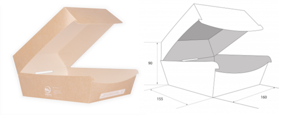 BOX hamburger 160x155x90 hnedý 50ks