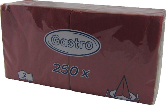 Servítky 33x33cm 2-vrstvové 4f 250ks bordové