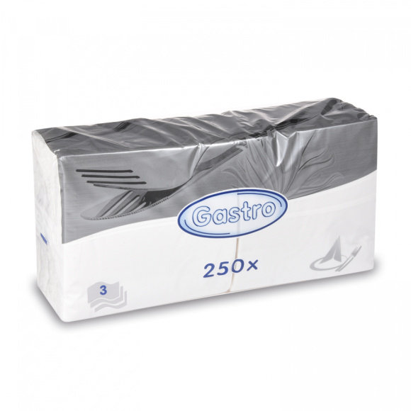 Servítky 33x33cm 3-vrstvové 4f 250ks biele