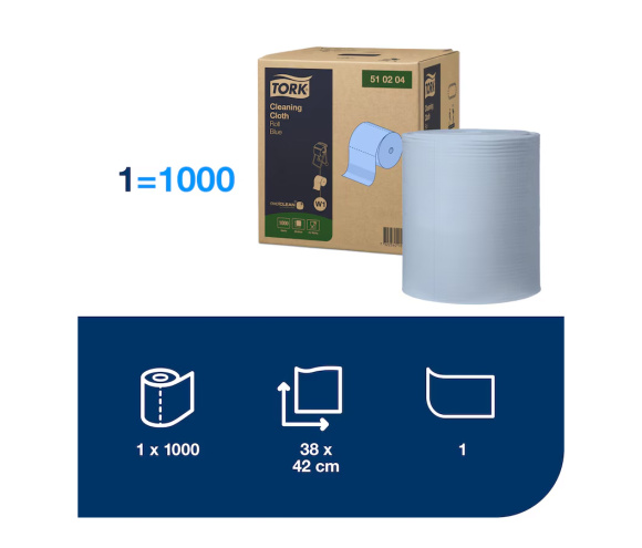 TORK Heavy-Duty čistiace utierky, modré W1, 380m