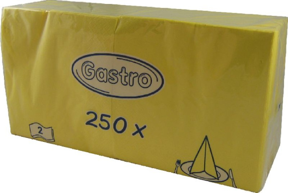 Servítky 33x33cm 2-vrstvové 4f 250ks žlté