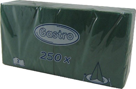 Servítky 33x33cm 2-vrstvové 4f 250ks tmavozelené