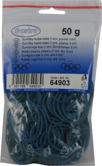 Gumičky slabé modré 1mm,pr.3cm,50g