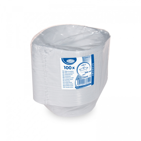 Miska na polievku 500ml PP Economy biela 100ks