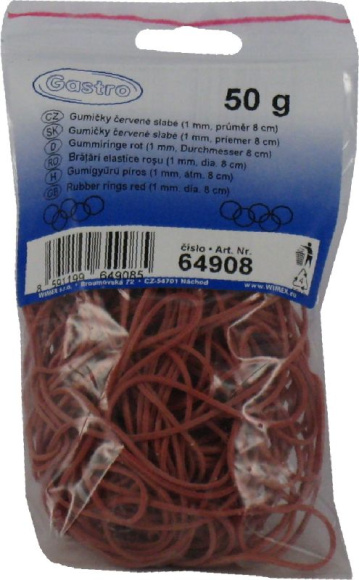 Gumičky slabé červené 1mm,pr.8cm,50g