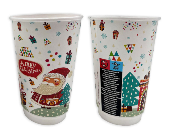 Pohár papierový 400ml 90mm Mikuláš 20ks, 2/vrst.