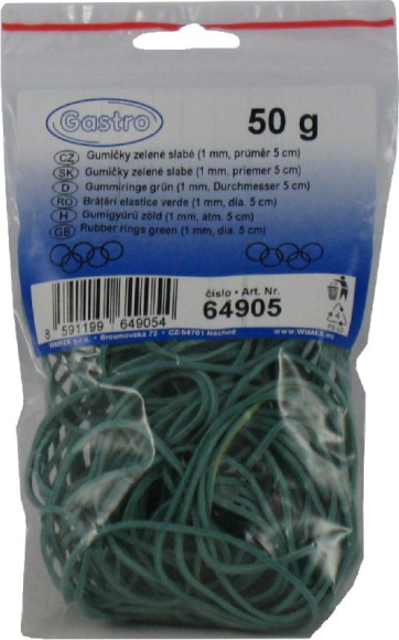 Gumičky slabé zelené 1mm,pr.5cm,50g