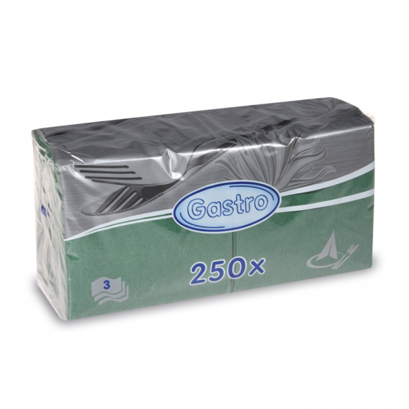 Servítky 33x33cm 3-vrstvové 4f 250ks tmavozelené