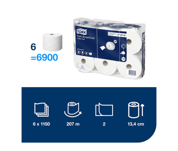 TORK SmartOne WC papier T8,  2vr biely, 6 ks