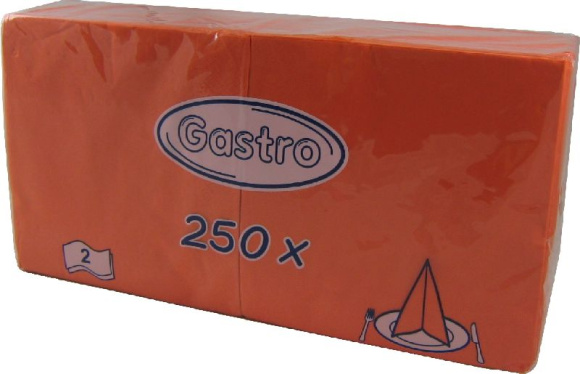 Servítky 33x33cm 2-vrstvové 4f 250ks oranžové