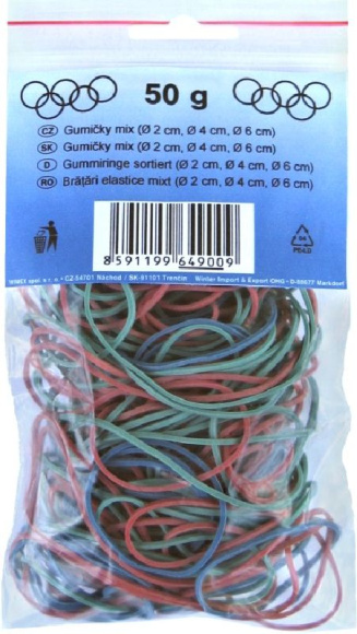 Gumičky slabé mix 1mm,pr.2,4,6cm,50g