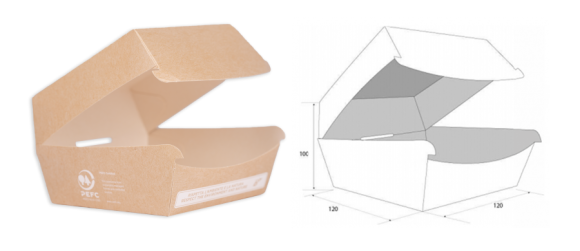 BOX hamburger 120x120x70 hnedý 50ks