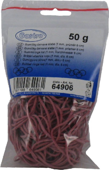 Gumičky slabé červené 1mm,pr.6cm,50g