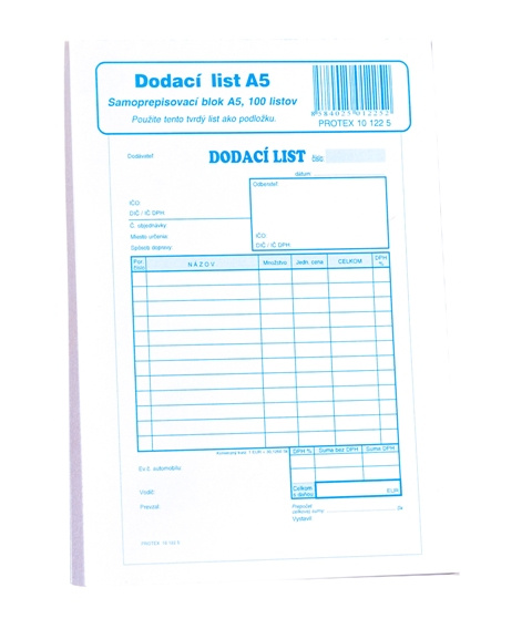 Dodací list A5 samoprepisovací