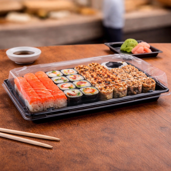 Miska na sushi 260 x190 x45 mm s vekom 50 ks