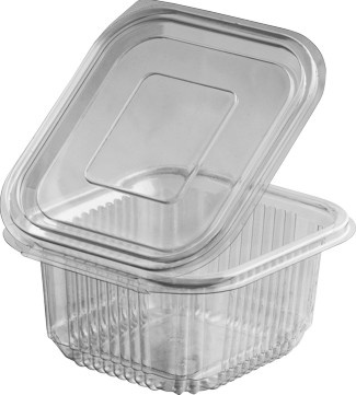 Miska hranatá PET s vekom 500ml 50ks