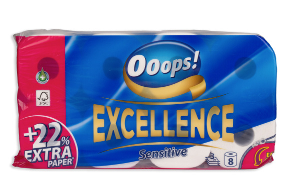 WC papier Ooops! Excellence Sensitive 3vr 8ks