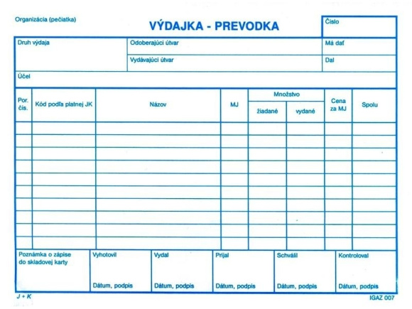 Výdajka-prevodka A5 samopriepisová