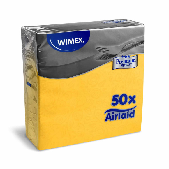 Servítky PREMIUM dekor R žlté 40 x 40 cm, 50 ks