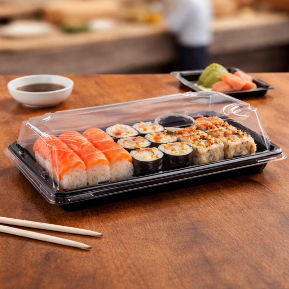 Miska na sushi 188x130x45 mm s vekom 50 ks